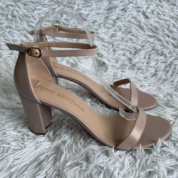 Stuart Weitzman Nearlynude 90mm Nude Strappy Leather Sandals Size 12 - Picture 11 of 11